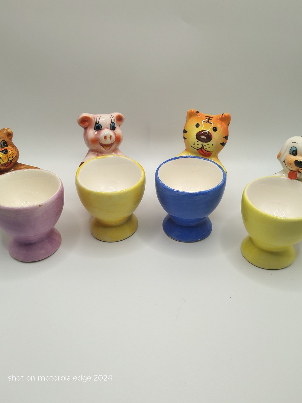 Vintage Kitsch Ceramic Animal Egg Cups Set of 4 Retro